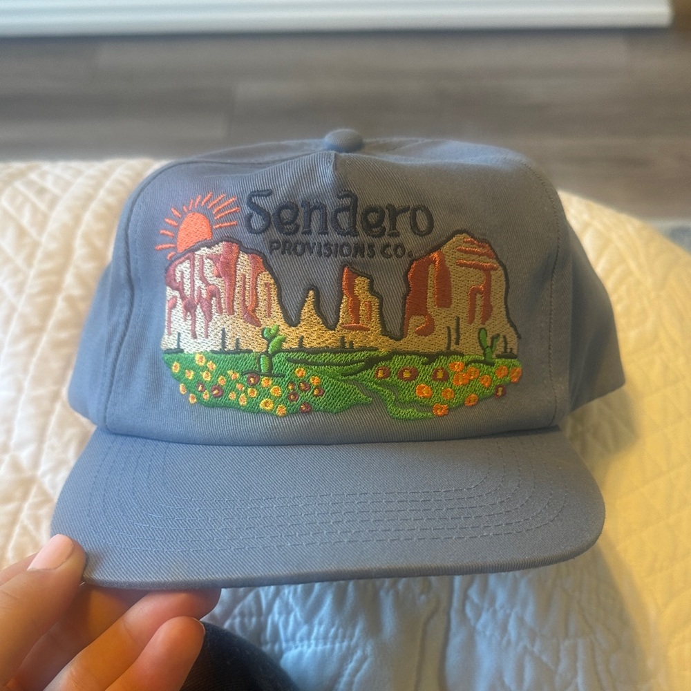 Sendero Light Blue Hat with Embroidered Desert Scene